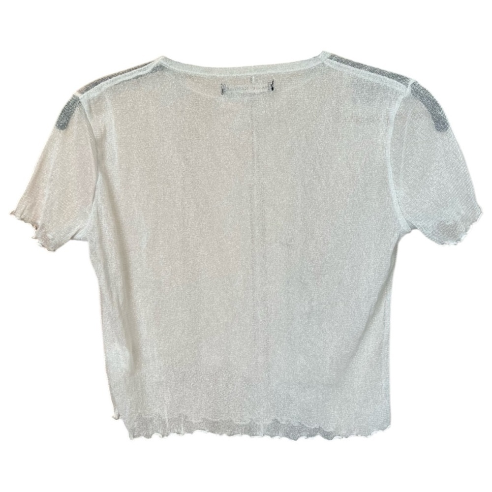 Brandy Melville Sheer White Short Sleeve Crop Top - Picture 2 of 8